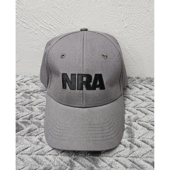 NRA Logo Hat Cap Gray Black Embroidered Gun Adjustable - Picture 3 of 9